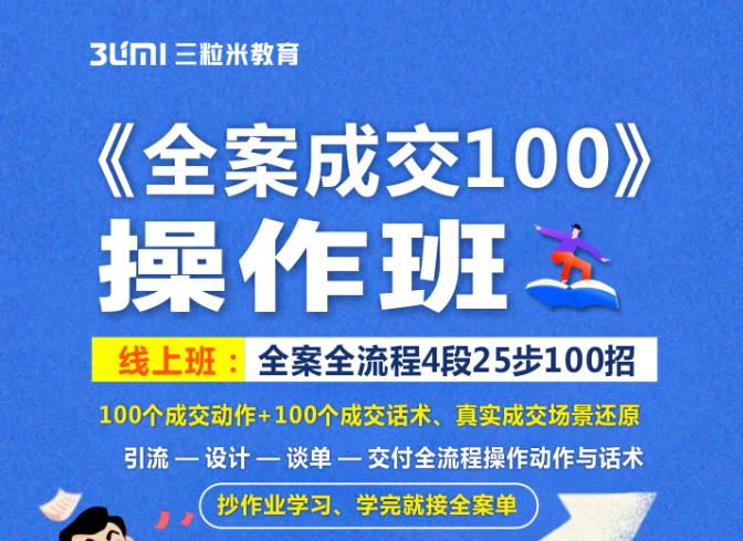 《全案成交100》全案全流程4段25步100招,操作班-恒创联盟资源网