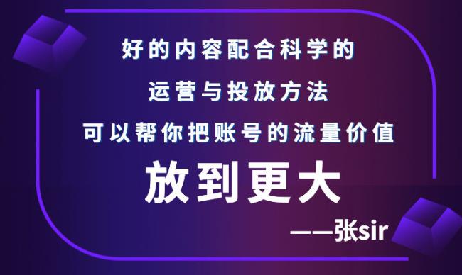 张sir账号流量增长课,告别海王流量,让你的流量更精准-恒创联盟资源网