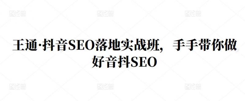 王通·抖音SEO落地实战班,手手带你做好音抖SEO-恒创联盟资源网