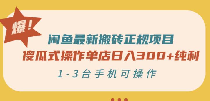 闲鱼最新搬砖正规项目：傻瓜式操作单店日入300+纯利，1-3台手机可操作-恒创联盟资源网