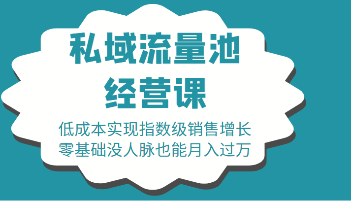 16堂私域流量池经营课:低成本实现指数级销售增长,零基础没人脉也能月入过万-恒创联盟资源网