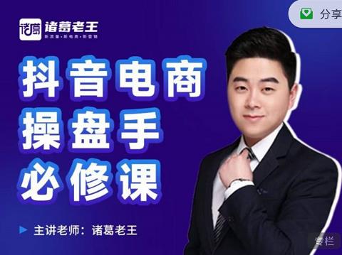 诸葛老王-抖音电商操盘手必修课:顶层设计,起号破局,爆款运营,数据分析-恒创联盟资源网