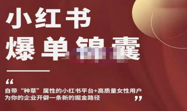 小红书爆单锦囊，自带种草属性+高质量女性用户，为你的企业开辟一条新的掘金路径-恒创联盟资源网