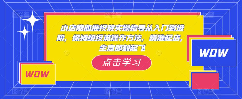 小店随心推投放实操指导从入门到进阶,保姆级投流操作方法,精准起店,生意即刻起飞-恒创联盟资源网