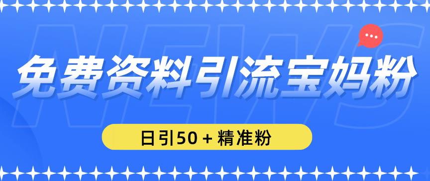 免费资料引流宝妈粉，日引50+精准粉【揭秘】-恒创联盟资源网