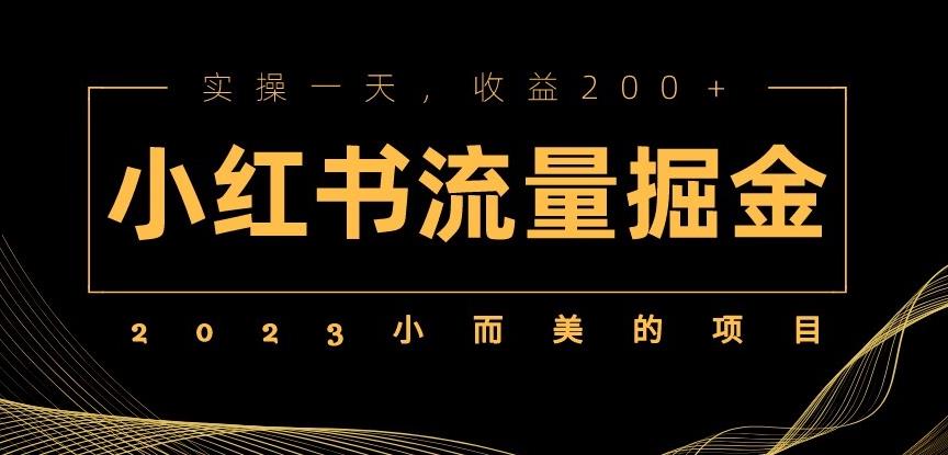 2023小而美的项目,小红书流量掘金,实操一天,收益200+【揭秘】-恒创联盟资源网