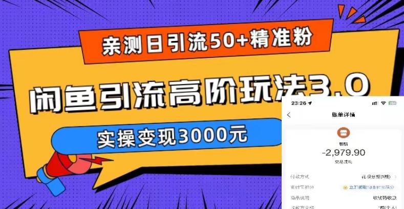 亲测日引50+精准粉，闲鱼引流高阶玩法3.0，实操变现3000元【揭秘】-恒创联盟资源网
