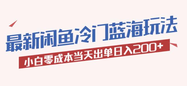 2023最新闲鱼冷门蓝海玩法，小白零成本当天出单日入200+【揭秘】-恒创联盟资源网