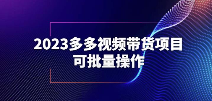 2023多多视频带货项目，可批量操作【保姆级教学】【揭秘】-恒创联盟资源网