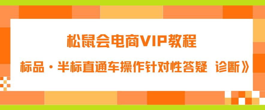 松鼠会电商VIP教程：松鼠《付费推广标品·半标直通车操作针对性答疑&诊断》-恒创联盟资源网