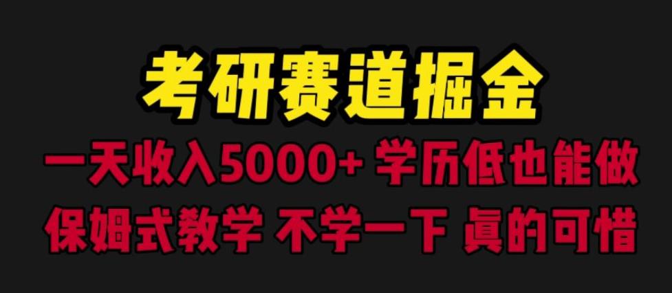 考研赛道掘金，一天5000+学历低也能做，保姆式教学，不学一下，真的可惜-恒创联盟资源网