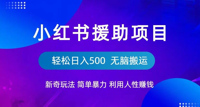 小红书援助项目新奇玩法,简单暴力,无脑搬运轻松日入500【揭秘】-恒创联盟资源网