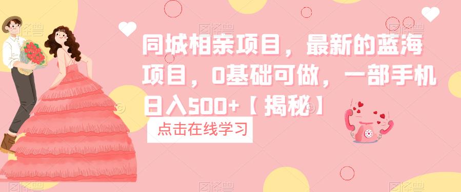 同城相亲项目，最新的蓝海项目，0基础可做，一部手机日入500+【揭秘】-恒创联盟资源网