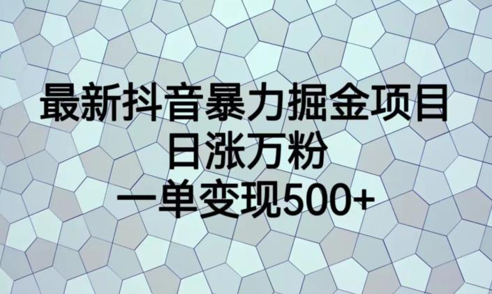 最新抖音暴力掘金项目，日涨万粉，一单变现500+【揭秘】-恒创联盟资源网