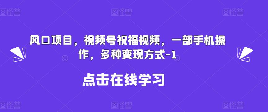 新风口项目，视频号祝福视频，一部手机操作，多种变现方式【揭秘】-恒创联盟资源网
