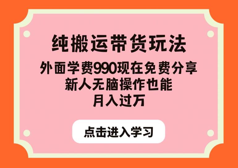 纯搬运带货玩法，外面学费990现在免费分享，新人无脑操作也能月入过万【揭秘】-恒创联盟资源网