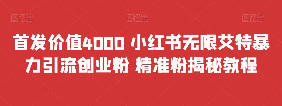 首发价值4000 小红书无限艾特暴力引流创业粉 精准粉揭秘教程-恒创联盟资源网