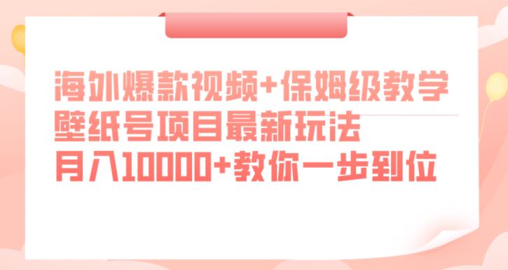 海外爆款视频+保姆级教学，壁纸号项目最新玩法，月入10000+教你一步到位【揭秘】-恒创联盟资源网