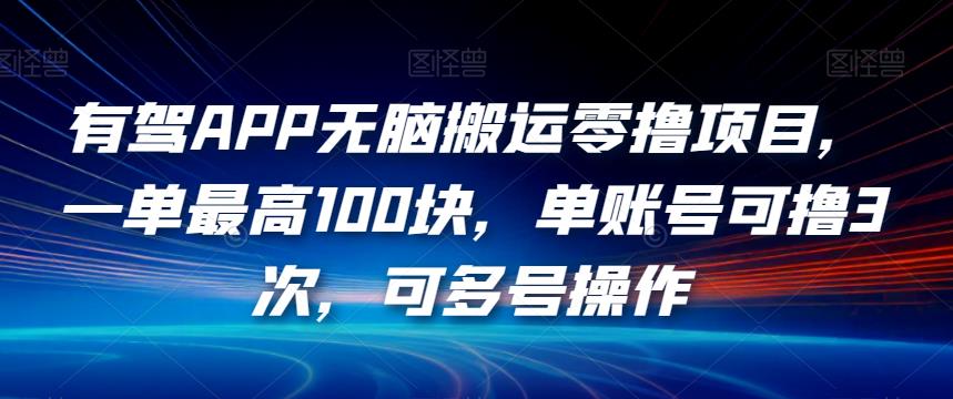 有驾APP无脑搬运零撸项目，一单最高100块，单账号可撸3次，可多号操作【揭秘】-恒创联盟资源网