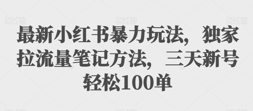 最新小红书暴力玩法，独家拉流量笔记方法，三天新号轻松100单【揭秘】-恒创联盟资源网