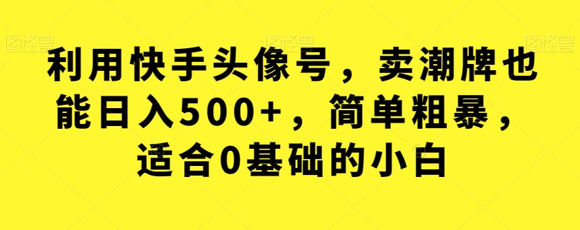 利用快手头像号，卖潮牌也能日入500+，简单粗暴，适合0基础的小白【揭秘】-恒创联盟资源网