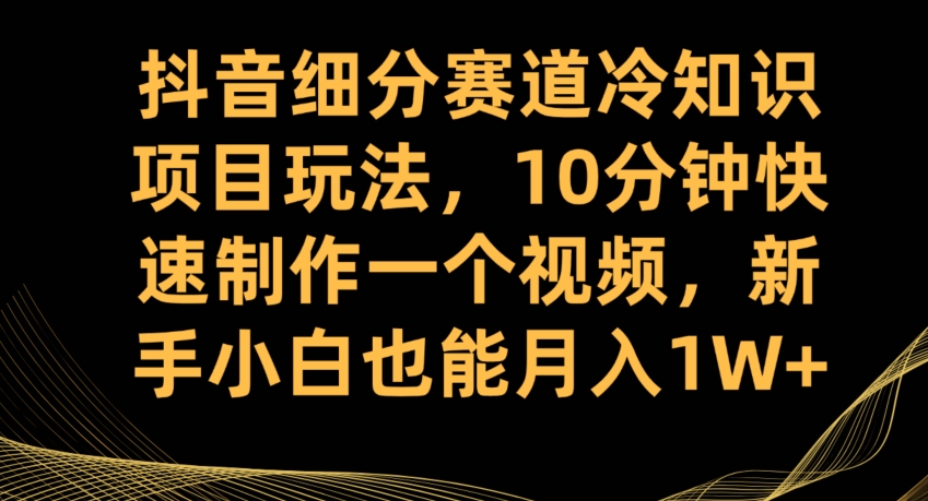 抖音细分赛道冷知识项目玩法，10分钟快速制作一个视频，新手小白也能月入1W+【揭秘】-恒创联盟资源网