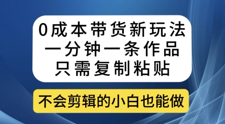 0成本带货新玩法，一分钟一条作品，只需复制粘贴就可以做-恒创联盟资源网
