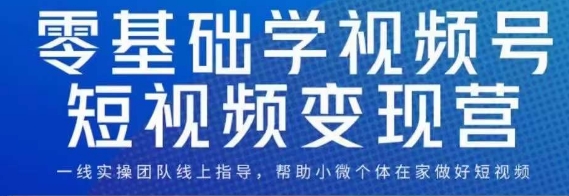 0基础学视频号短视频变现，适合新人学习的短视频变现课-恒创联盟资源网