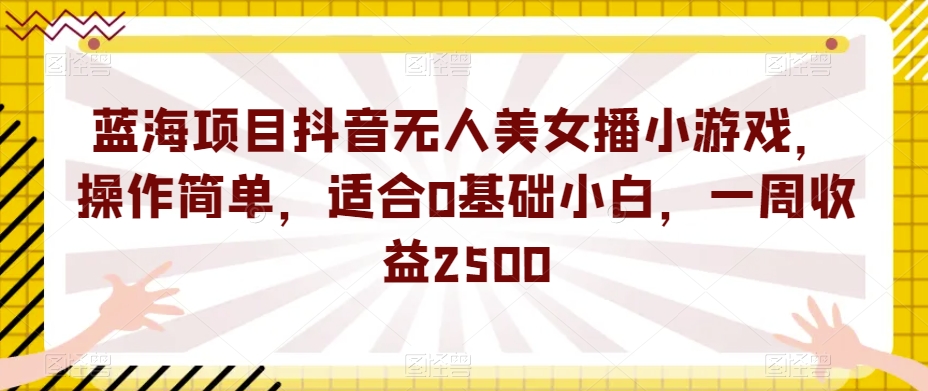 蓝海项目抖音无人美女播小游戏,操作简单,适合0基础小白,一周收益2500【揭秘】-恒创联盟资源网