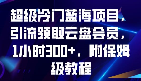 超级冷门蓝海项目，引流领取云盘会员，1小时300+，附保姆级教程-恒创联盟资源网