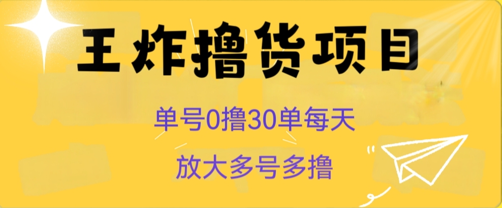 王炸撸货项目，单号0撸30单每天，多号多撸【揭秘】-恒创联盟资源网