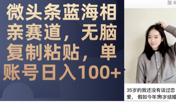 微头条蓝海相亲赛道,无脑复制粘贴,单账号日入100+-恒创联盟资源网