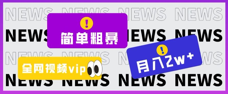 简单粗暴零成本,高回报,全网视频VIP掘金项目,月入2万+【揭秘】-恒创联盟资源网