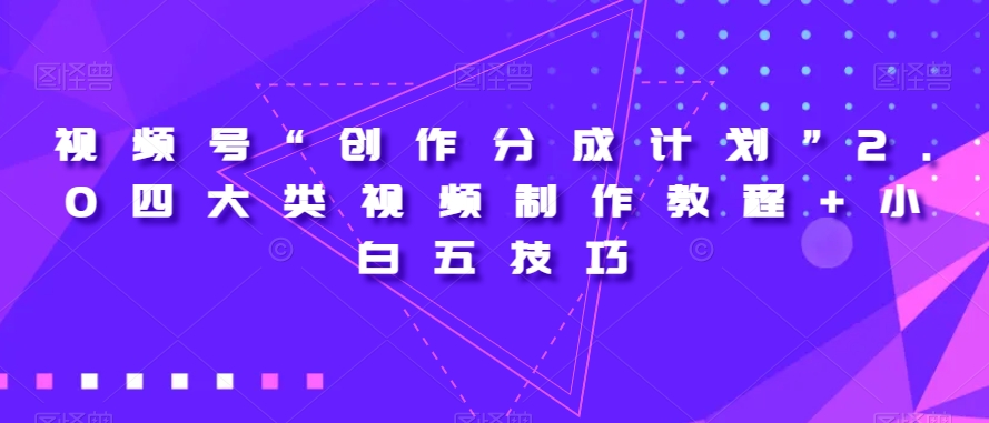 视频号“创作分成计划”2.0四大类视频制作教程+小白五技巧【揭秘】-恒创联盟资源网