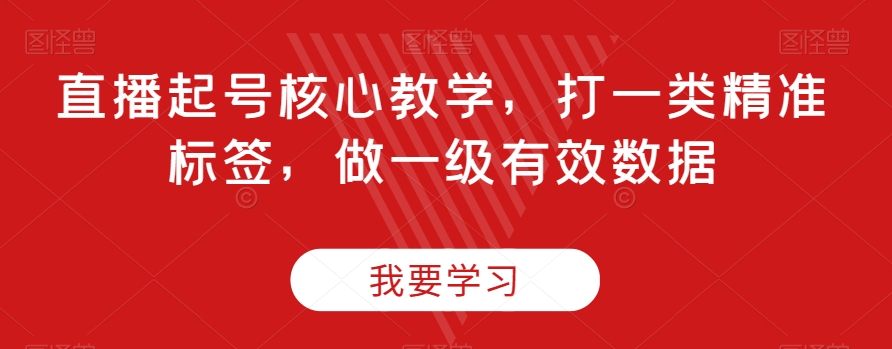 直播起号核心教学，打一类精准标签，做一级有效数据-恒创联盟资源网