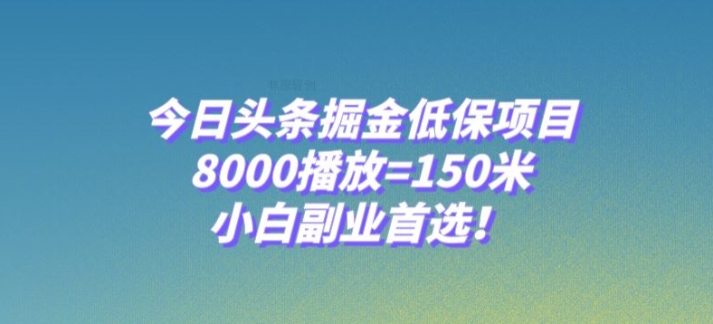 今日头条掘金低保项目,8000播放=150米,小白副业首选【揭秘】-恒创联盟资源网