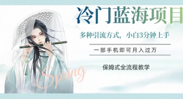 冷门蓝海项目，操作简单，小白3分钟上手，多种引流方式，保姆式全流程教学【揭秘】-恒创联盟资源网