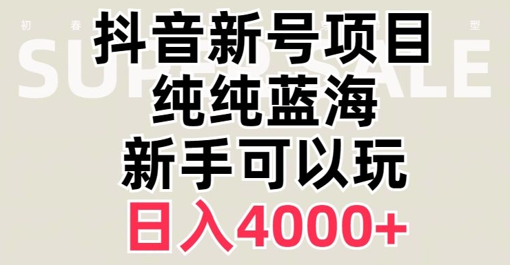 抖音蓝海赛道，必须是新账号，日入4000+【揭秘】-恒创联盟资源网