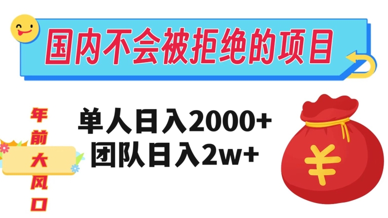 在国内不怕被拒绝的项目，单人日入2000，团队日入20000+【揭秘】-恒创联盟资源网