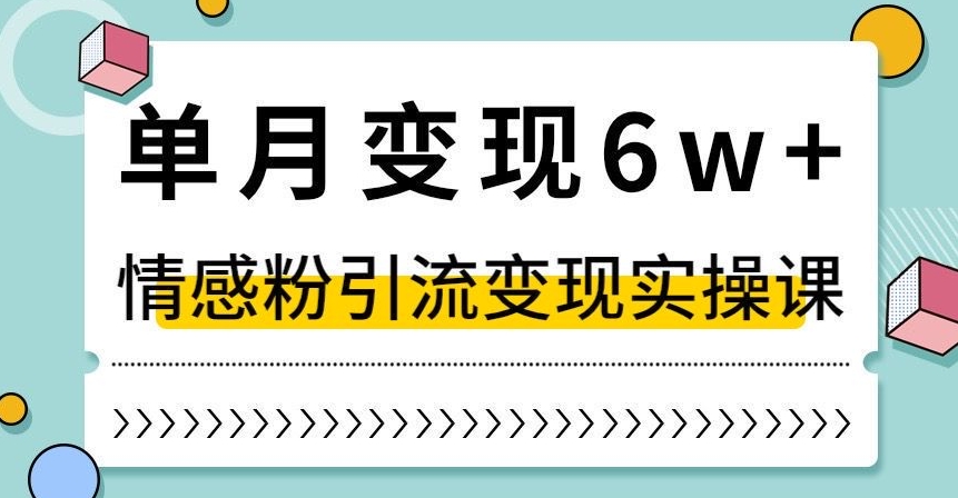 单月变现6W+，抖音情感粉引流变现实操课，小白可做，轻松上手，独家赛道【揭秘】-恒创联盟资源网