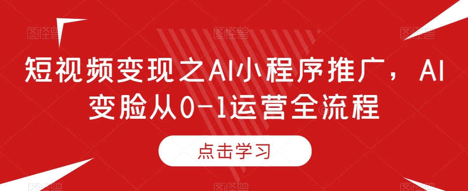 短视频变现之AI小程序推广，AI变脸从0-1运营全流程-恒创联盟资源网