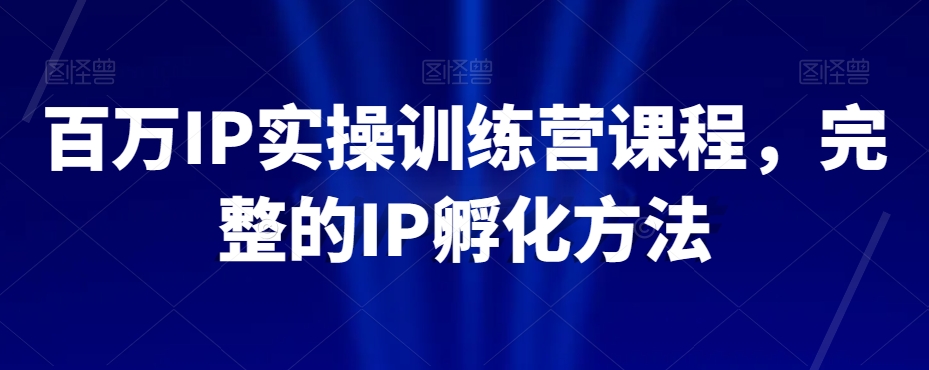 百万IP实操训练营课程，完整的IP孵化方法-恒创联盟资源网