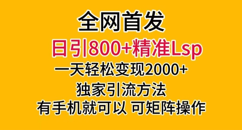 全网首发！日引800+精准老色批，一天变现2000+，独家引流方法，可矩阵操作【揭秘】-恒创联盟资源网