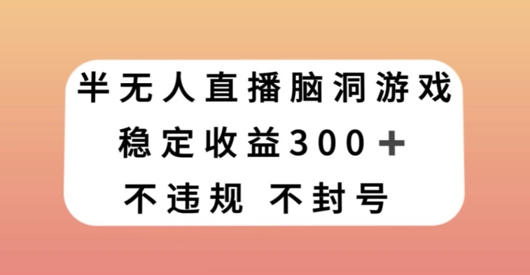 半无人直播脑洞小游戏，每天收入300+，保姆式教学小白轻松上手【揭秘】-恒创联盟资源网