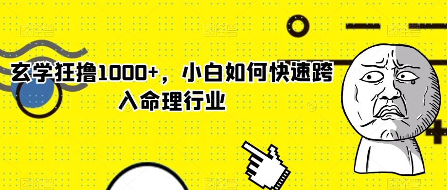 玄学狂撸1000+，小白如何快速跨入命理行业【揭秘】-恒创联盟资源网