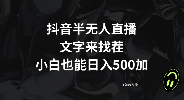 抖音半无人直播，文字来找茬小游戏，每天收益500+【揭秘】-恒创联盟资源网