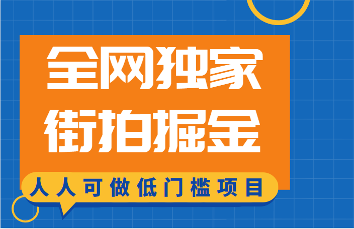 全网独家一街拍掘金,低门槛人人可做的赚钱项目-恒创联盟资源网