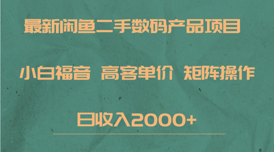 最新闲鱼二手数码赛道，小白福音，高客单价，矩阵操作，日收入2000+-恒创联盟资源网