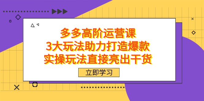 拼多多高阶·运营课,3大玩法助力打造爆款,实操玩法直接亮出干货-恒创联盟资源网