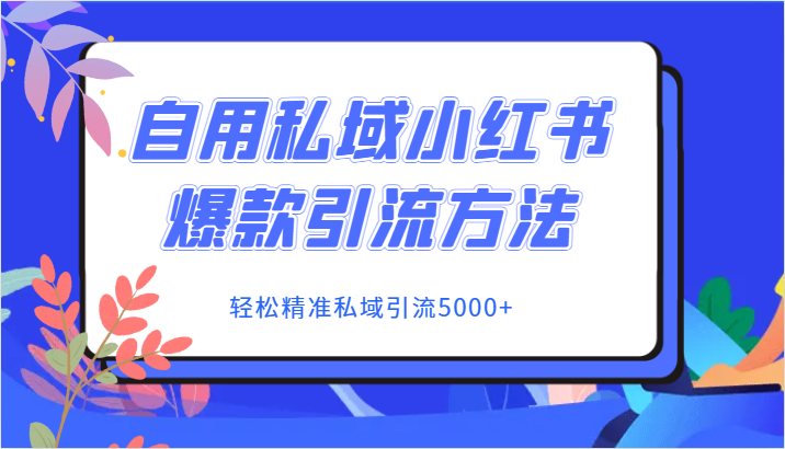 自用私域小红书爆款引流方法,轻松精准私域引流5000+-恒创联盟资源网